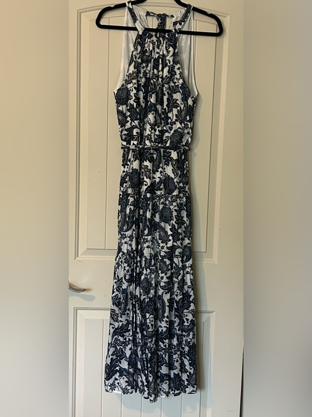 Tommy Hilfiger White Maxi Dress with Navy Floral Print
